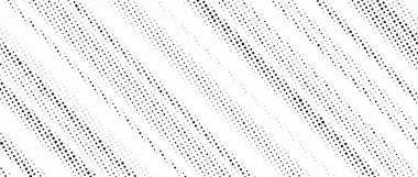 Yarım ton çapraz çizgili doku. Beyaz ve siyah benekli eğimli soluk eğim. Grunge gürültüsü arka planda eğimli çizgiler. Soyut pop sanat ve çizgi roman duvar kağıdı. Vektör pikselli arkaplan 