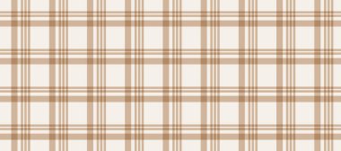 Gingham kusursuz desen. Bej renkli arka plan dokusu. Damalı tüvit ekoseli, tekrar eden duvar kâğıdı. Doğal çıplak kumaş ve tekstil kumaş kumaşı tasarımı. Vektör 