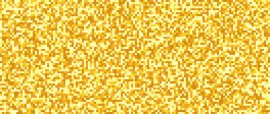 Kusursuz pikselleştirilmiş altın doku. Sarı gürültü tahıl deseni. Parlak altın mozaik arka plan. Sarı turuncu tonlar simli vektör arkaplanı