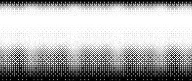 Pikselleştirilmiş bitmap gradyan dokusu. Siyah ve beyaz desenli arka plan. 8 bitlik video oyunu duvar kağıdı. Retro glitchy piksel resim çizimi. Soyut vektör genişliği sınırı