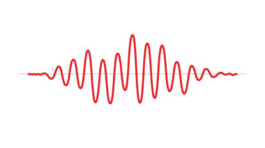 Kırmızı sinüzoit itici sinyal hattı. Siyah eğri ses dalgası. Ses ya da müzik konsepti. Elektronik radyo grafiği titreşiyor. Vektör