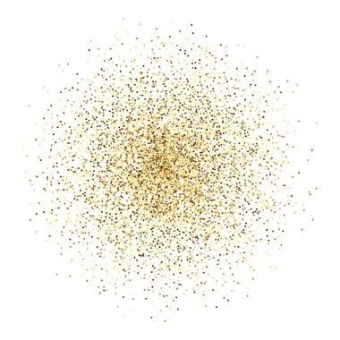 Altın konfeti solgun. Işıltılı ışıltılı arka plan. Yuvarlak altın noktalar. Işıl ışıl yarım ton. Davetiye için Noel süslemesi, afiş. Vektör illüstrasyonu 