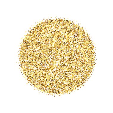 Altın konfeti çemberi solgun. Işıltılı ışıltılı arka plan. Yuvarlak altın noktalar. Işıl ışıl yarım ton. Davetiye için Noel süslemesi, afiş. Vektör illüstrasyonu 