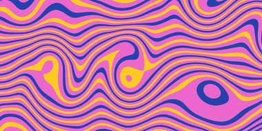 Eski moda arka plan. Klasik trippy psychedelic duvar kağıdı. Mavi pembe sıvı hippi dokusu. 60 'lar ya da 70' ler tarzı posterler için renkli dalgalı şekerler. Vektör