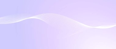 Dalgalanan çizgiler dizaynı. Soyut düz kavisli çizgiler şablonu. Açık mor arkaplanda beyaz sıvı dalga. Yatay vektör duvar kağıdı