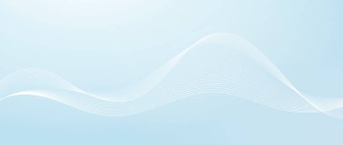 Dalgalanan düz dalga çizgileri dizaynı. Soyut akış çizgileri şablonu. Açık mavi arkaplanda beyaz sıvı kıvrımlı şekil. Deniz suyu ya da hava konsepti. Vektör duvar kağıdı