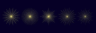 Noktalı tahıl yıldızları dizildi. Parlak benekli şekiller koleksiyonu. Çeşitli sesler yıldız desenleri oluşturuyordu. Farklı noktalı çalışma formları. Vektör stokastik arkaplan. 