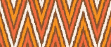Sıcak renk, pürüzsüz örgü deseni. Etnik zigzag sembolü arka planda tekrarlanıyor. Süslü kabile kumaşı ve tekstil kumaş parmak izi tasarımı. Vector Asyalı soyut duvar kağıdı