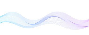 Dalgalar pürüzsüz akıyor. Soyut kıvrımlı dalgalı çizgiler. Sunum, el ilanı, poster, web sitesi, afiş ve broşür için açık mavi gradyan tasarım unsuru. Vektör illüstrasyonu