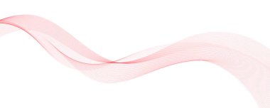 Arka planda kırmızı çizgiler salla. Eğri büğrü duman hatları. Pankart, el ilanı, broşür, sunum için şablon. Vektör illüstrasyonu.