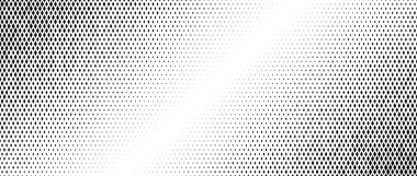 Rhombus köşegen yarım ton dokusu. Elmas şeklindeki nokta soluyor. Soyut geometrik parçacık kaybolma gradyanı. Robot şekilli grunge kaplaması. Vektör siyah beyaz köşe duvar kağıdı