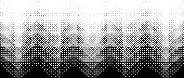 Pikselleştirilmiş zig zag çizgi gradyan dokusu. Siyah kıvrımlı bir geçmiş. Retro bitmap video oyunu duvar kağıdı. Klasik piksel yarım ton 8 bit kaplama baskısı. Vektör zigzag çizgili soluk arkaplan