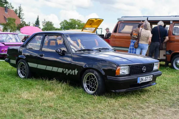 stock image Iserlohn Gruermannscheide, NRW, Germany. 13th of July 2024. Tuned vintage sports car Opel Ascona at the oldtimer auto show