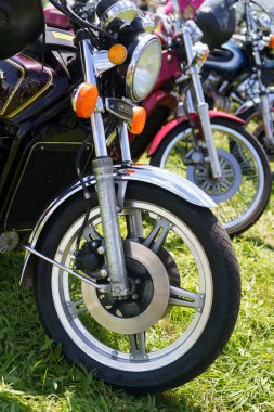 Iserlohn Gruermannscheide, NRW, Germany. 13th of July 2024. Motorcycles lined up in a row clipart