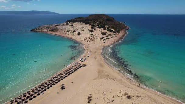 Aerial Video Simos Beach Elafonisos Located South Peloponnese Elafonisos Small — Vídeos de Stock
