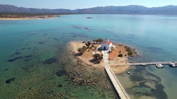 Vista Aérea Del Pueblo Principal Elafonisos Situado Sur Del Peloponeso — Vídeo de stock