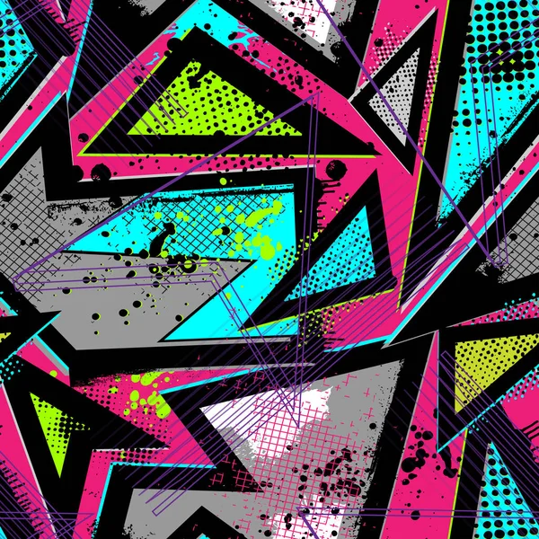 Patrón Geométrico Sin Costura Abstracto Grungy Textured Background Cubierta Geométrica — Vector de stock