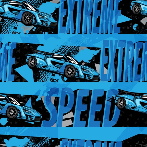 Typografie Druck Mit Speed Rennwagen Illustration Speed Slogan Für Grafik — Stockvektor