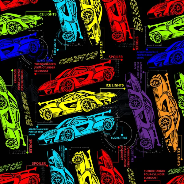 Hızlı Yarış Arabası Resimli Tipografi Baskısı Hız Sloganı Grafik Tişörtler — Stok Vektör