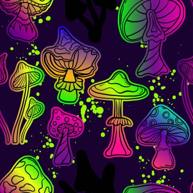 Mantarlı kusursuz vektör resimleme arkaplanı 