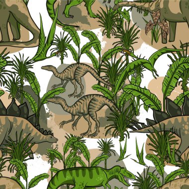  Dinozorlarla vektör illüstrasyonu 