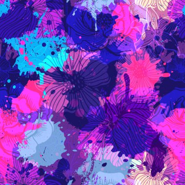 Suluboya çiçekli kusursuz desen