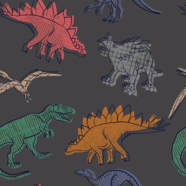 Dinozorlarla ağ bağlantısız desen