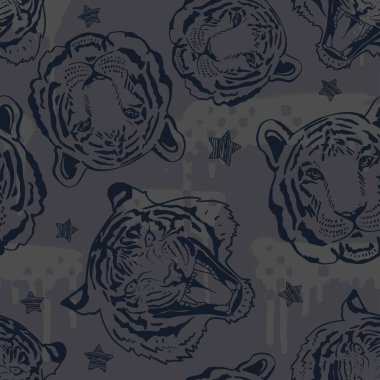 Kaplan başı kusursuz desen, ağ basit illüstrasyon