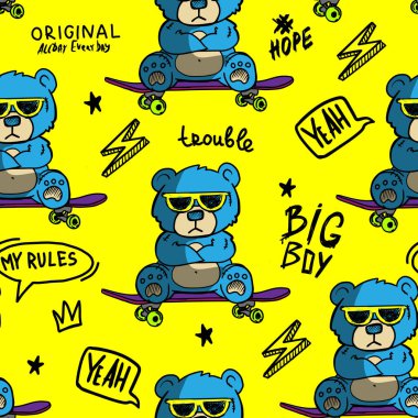 Kaykaydaki havalı ayı, kusursuz web illüstrasyonu