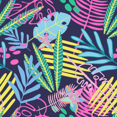 Tropikal yapraklı tropikal desenler