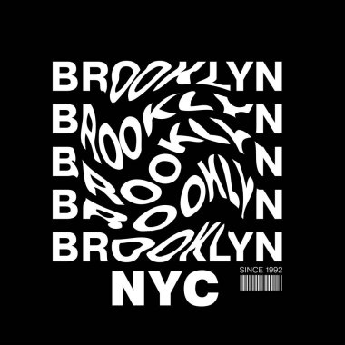 Brooklyn harfleri siyah arkaplanda girdap etkisi yaratıyor