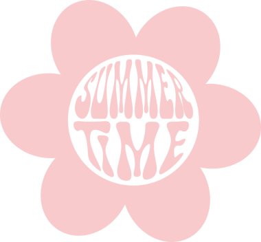 Beyaz arkaplanda yazı süresine sahip pembe çiçek