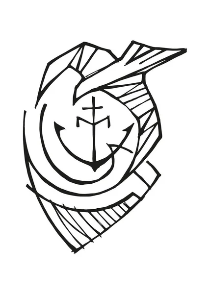 Ручной Рисунок Вектора Рисунок Святого Духа Символа Якоря — стоковый вектор