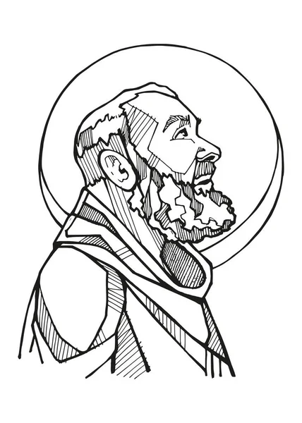 Illustration Vectorielle Dessinée Main Dessin Saint Padre — Image vectorielle