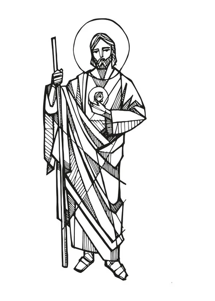 Намальована Вручну Векторна Ілюстрація Або Малюнок Святого Юди Таддеу — стоковий вектор