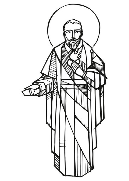Hand drawn vector illustration or drawing of Saint Philip Ner