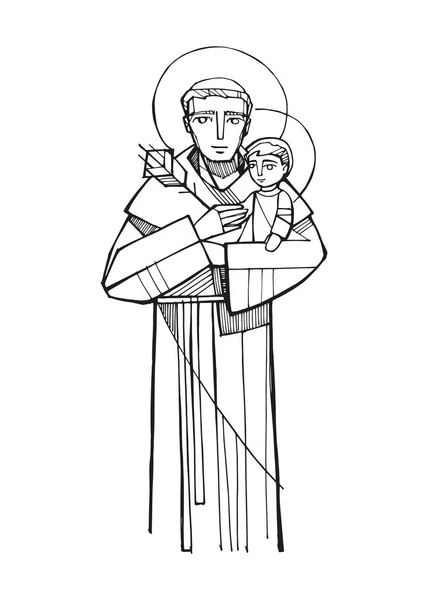 Векторная Иллюстрация Рисунок Святого Антония Падуанского — стоковый вектор