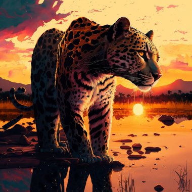 Renkli bir Jaguar 'ın Dijital ResmiComment 