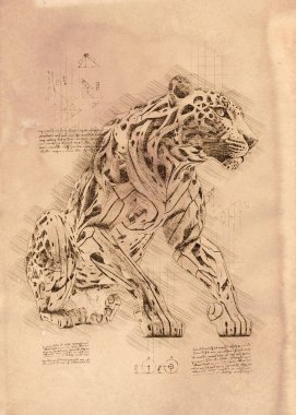 Dijital kalem çizimi bir jaguar