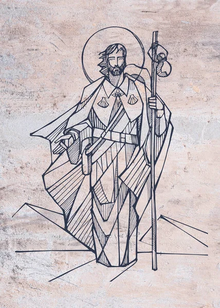Hand Drawn Illustration Drawing Saint Jame — Stok fotoğraf