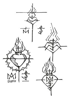El çizimi vektör çizimi veya kalp sembolü çizimi