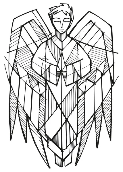 Hand Drawn Vector Illustration Drawing Angel — Stock Vector