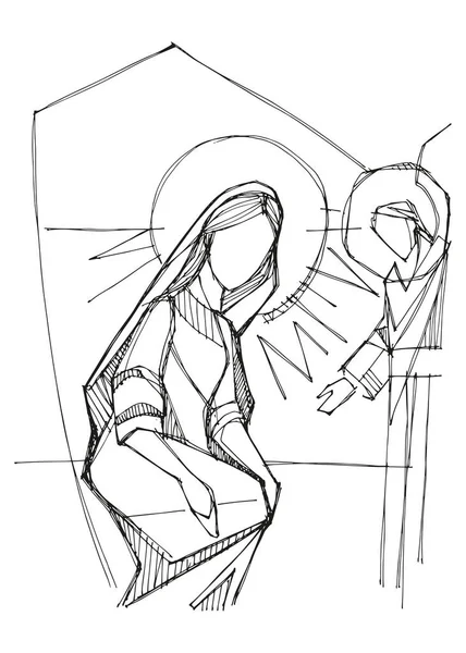 Hand Drawn Vector Illustration Drawing Mary — Stock Vector