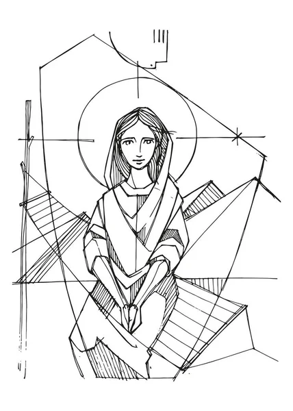 Векторная Иллюстрация Рисунок Марии — стоковый вектор