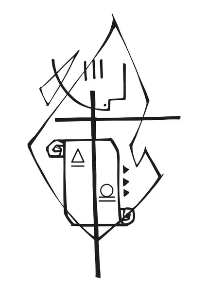 Handgezeichnete Vektorillustration Oder Zeichnung Von Alpha Und Omega Papyrus — Stockvektor