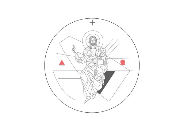 Illustration Dessin Dessiné Main Pantocrator Iknu Circulr — Image vectorielle