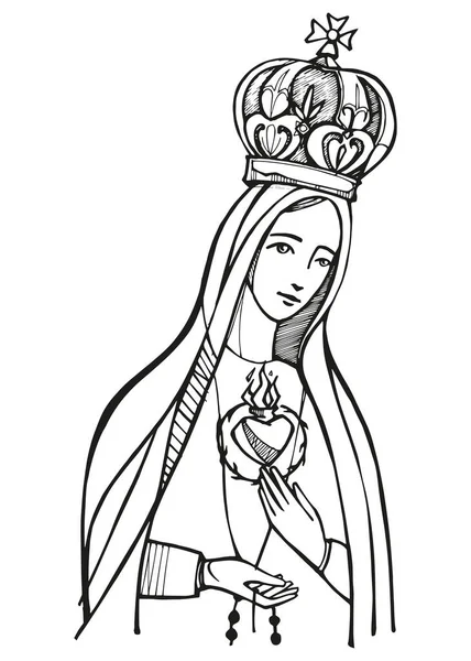 Handgezeichnete Vektorillustration Oder Zeichnung Der Jungfrau Von Fatima — Stockvektor
