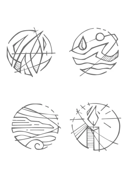 Ilustração Vetorial Desenhada Mão Desenho Símbolos —  Vetores de Stock