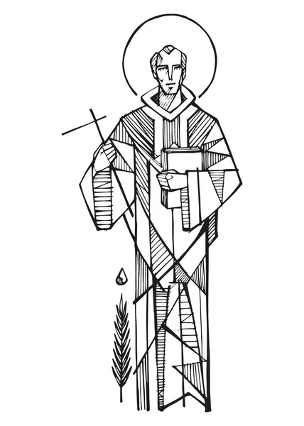Hand Drawn Vector Illustration Drawing Saint Rogelio Illora — Stock Vector
