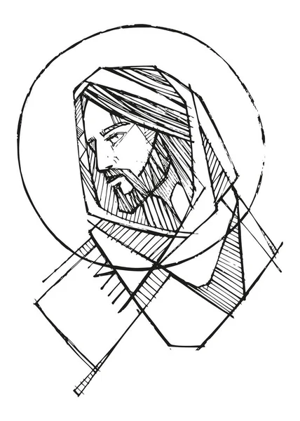 Ilustração Vetorial Desenhada Mão Desenho Jesus — Vetor de Stock